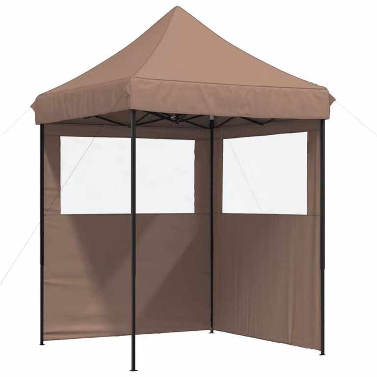 Tendone per Feste Pieghevole Pop-Up con 2 Pareti Marrone