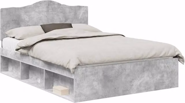 Letto matrimoniale | Letto per adulti | Struttura del letto Calcestruzzo 140 x 190 cm Pino massello