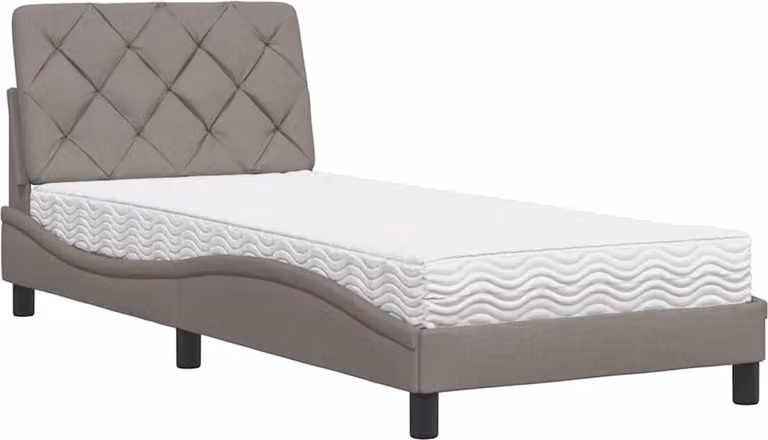 Letto con Materasso Tortora 90x200 cm in Tessuto