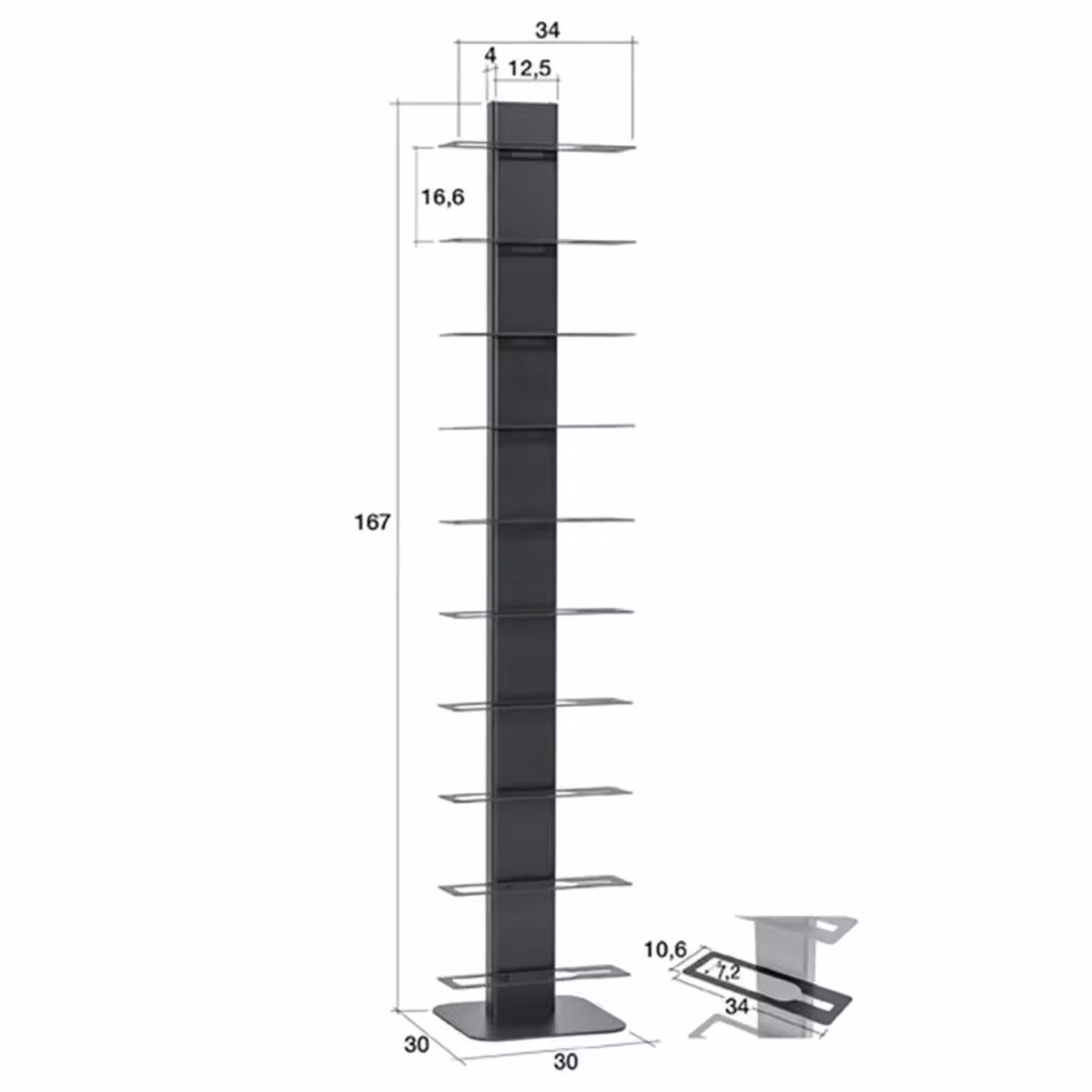 Porta Vino Da Terra Autoportante ALUBOX VIRGO in Alluminio Colore Ruggine con 10 Mensole per 10 Bottiglie H 167 cm x L 34 cm x P 30 cm – 2