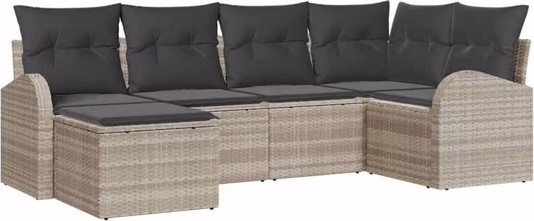 Set Divano da Giardino Grigio chiaro polyrattan