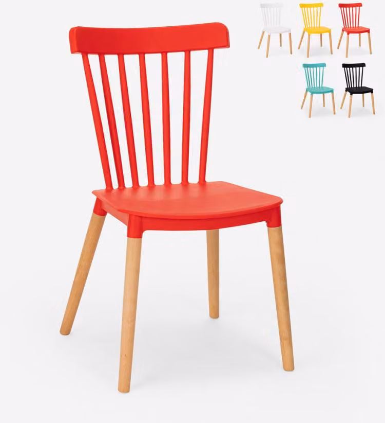 Sedia in legno di polipropilene dal design moderno Ristorante Bar Cucina Praecisura - Rosso