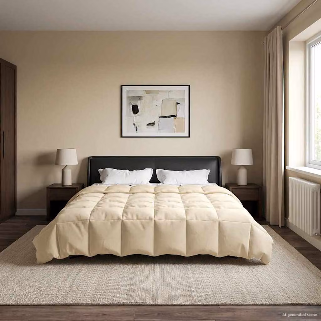 Piumino Letto Estivo vidaXL in Microfibra Traspirante e Reversibile, Beige, 200 x 200 cm