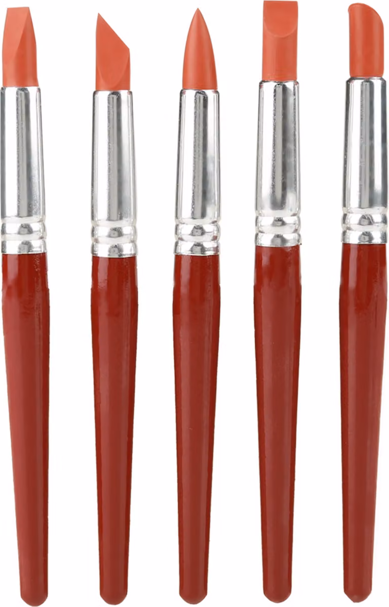 5 pezzi Grandi strumenti di modellazione con punta in gomma, rossi per modellare l'argilla e la Vetroceramica, strumento di intaglio