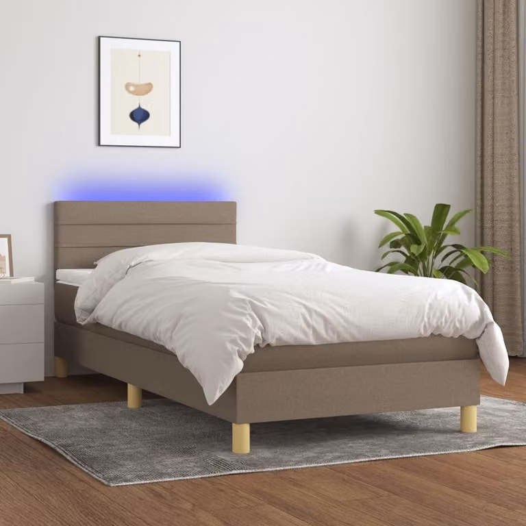 Maison Exclusive - Letto a Molle con Materasso e LED Tortora 100x200cm in Tessuto