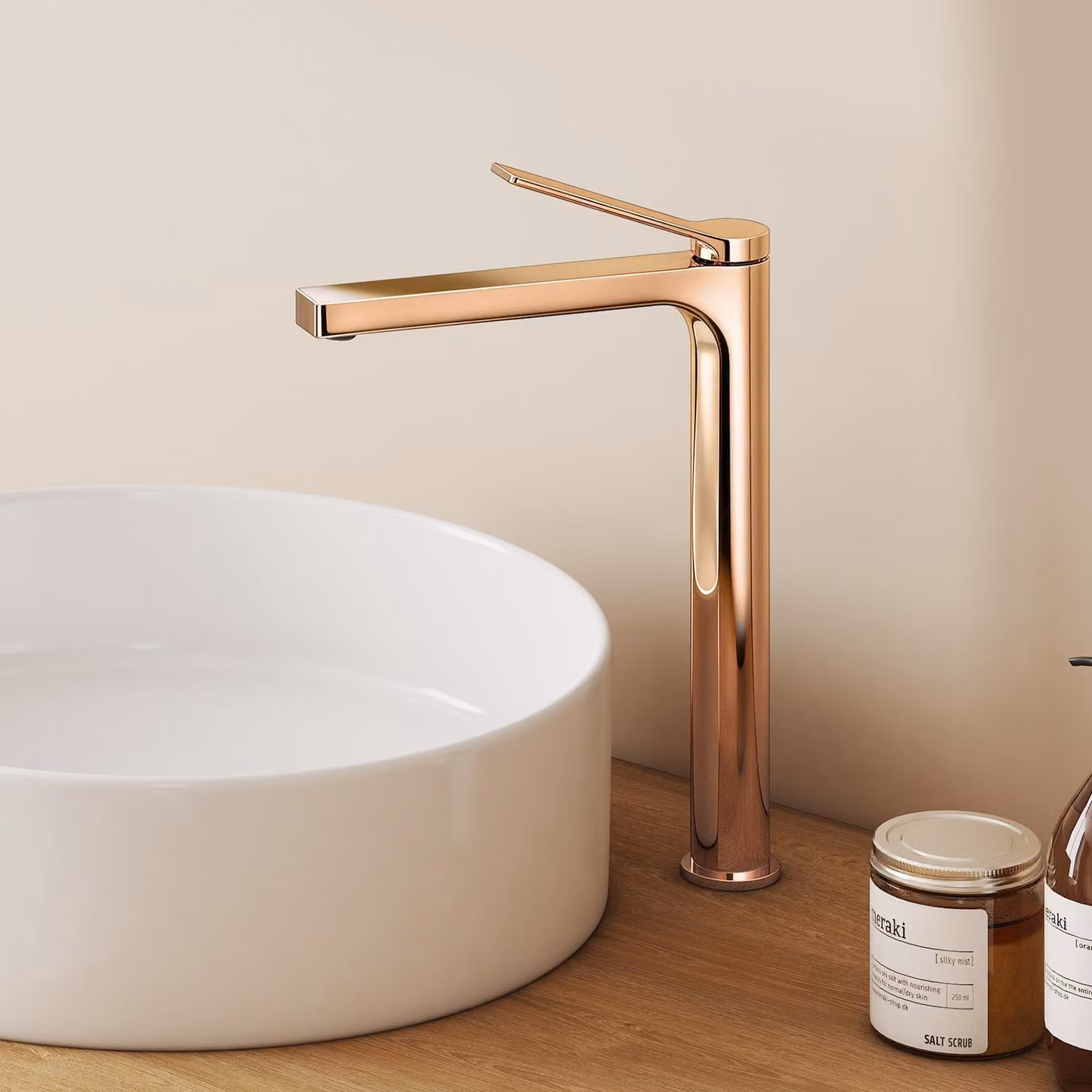 Miscelatore monocomando per lavabo EMKE, oro rosa, 3/8 di pollice, risparmio idrico, ottone senza piombo, protezione anticorrosione, acqua calda e fredda, facile da pulire Swiss