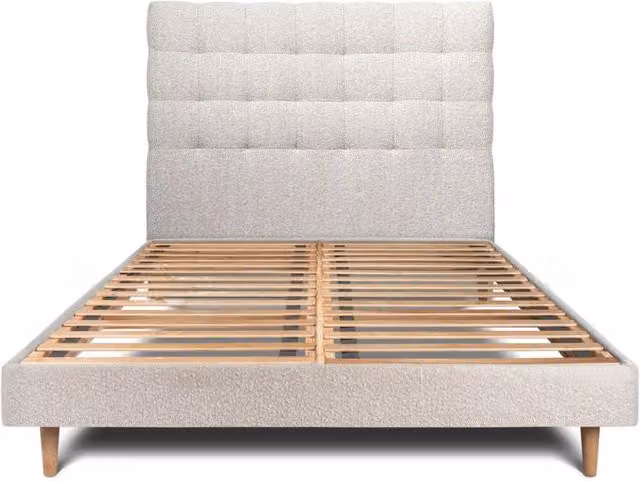 Letto 135x190 cm con testata imbottita - tessuto bouclé