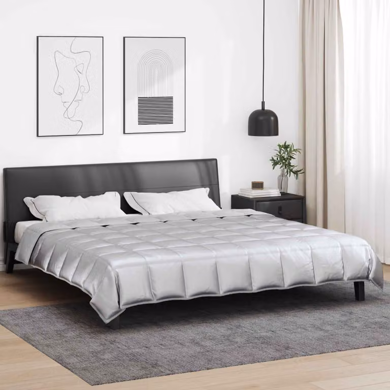 Piumone estivo vidaXL in microfibra argento, traspirante e anallergico, L: 240 cm x P: 220 cm