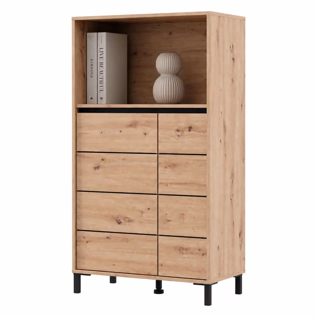 Madia Cosoleto DMORA con 2 ripiani, colore Marrone Rovere Nodi, L: 74 cm, P: 40 cm, H: 135 cm – 2