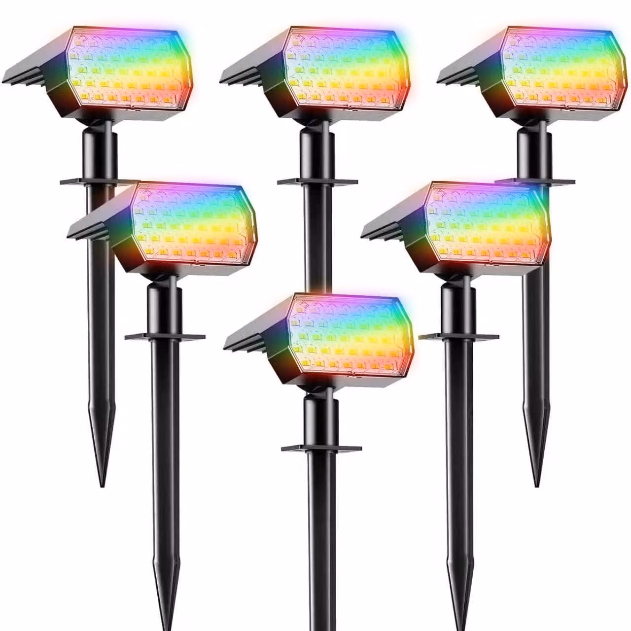 Set di 6 faretti solari, RGB, impermeabili, con sensore di luminosità