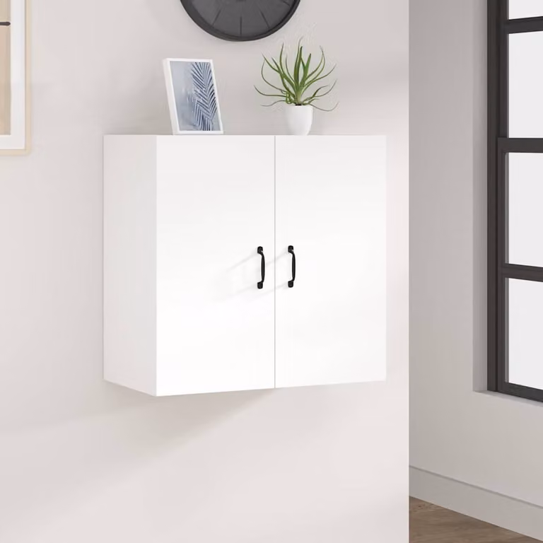 Armadietto a muro vidaXL in legno multistrato bianco con ante a battente L 60 cm, P 31 cm, H 60 cm