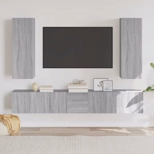 Set di Mobili Porta TV 5 pz Grigio Sonoma in Legno Multistrato 3114252
