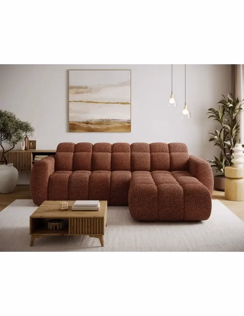 Divano ad angolo elettrico FANOTI MEUBLORAMA a 3 posti, colore rosso, con angolo destro, poggiatesta regolabile e cuscini inclusi, L/P/H: 288 x 105 x 200 cm – 2