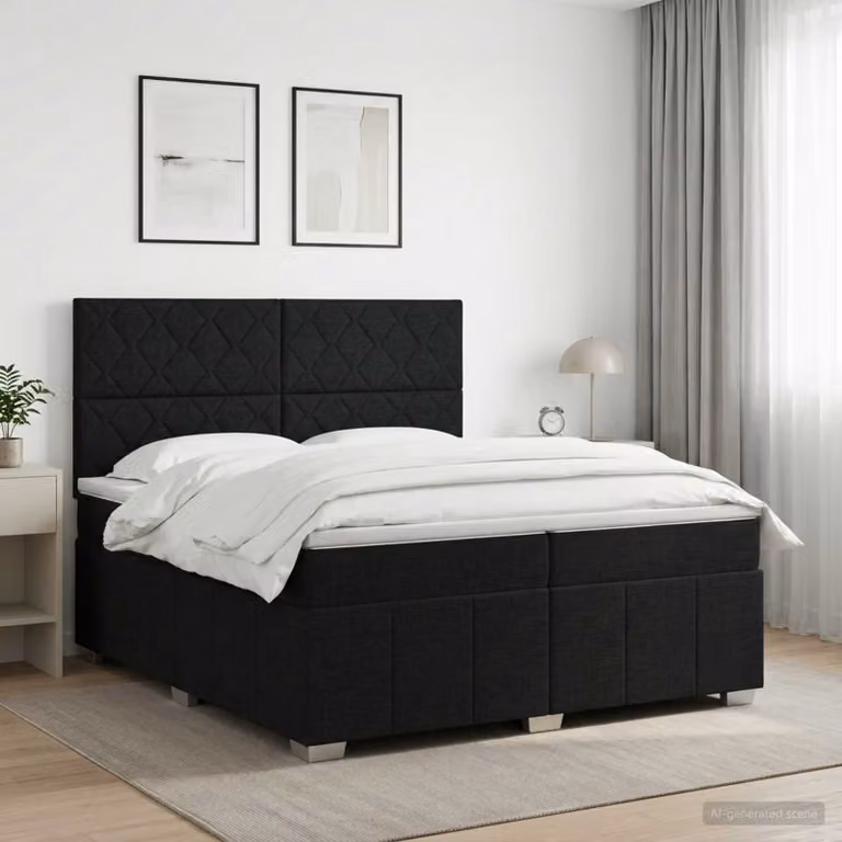 Letto box spring con materasso vidaXL in tessuto nero L/P: 200 x 200 cm