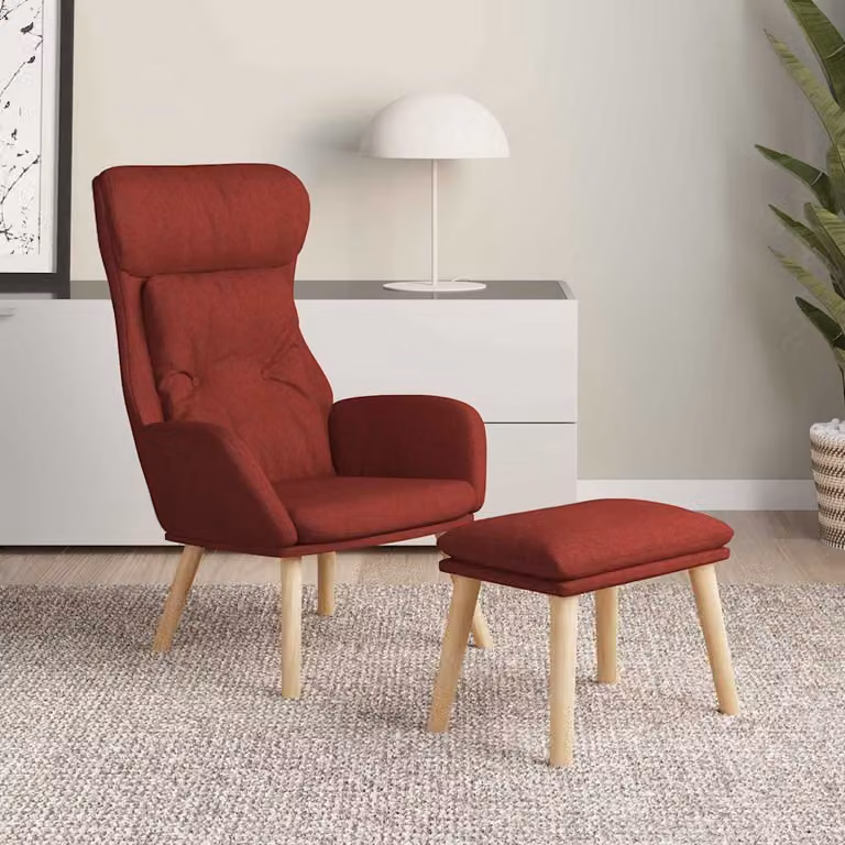 vidaXL Poltrona Relax con Poggiapiedi in Tessuto Rosso