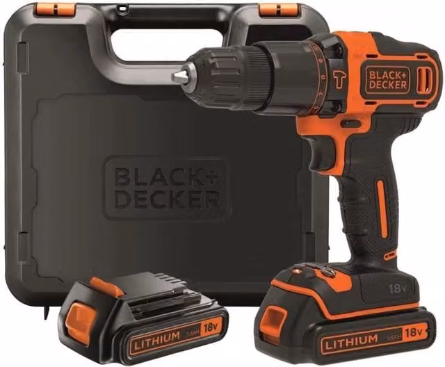 Trapano Avvitatore a Batteria con Percussione Black+Decker BDCHD18KB-QW 18V Black e Orange
