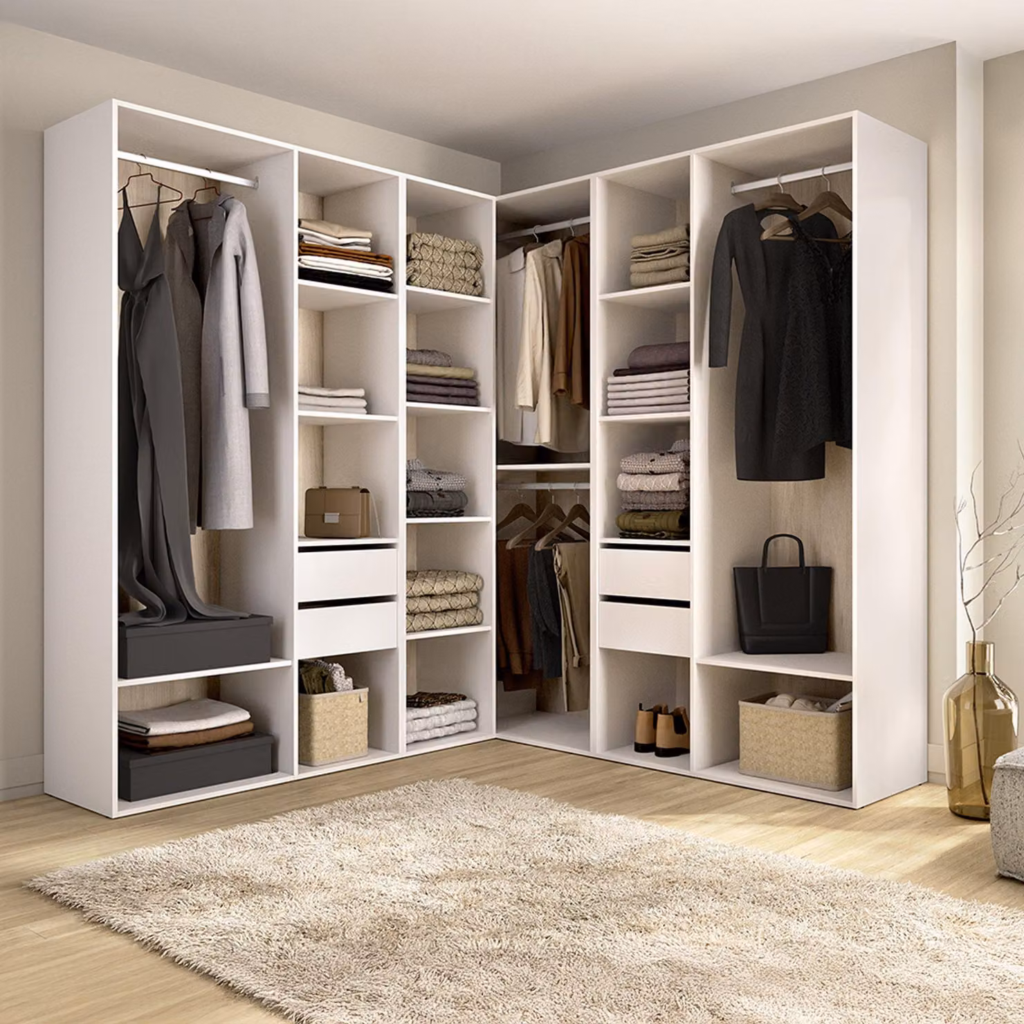Yancy - Guardaroba Grande, 186x205h cm Bianco, Modulabile