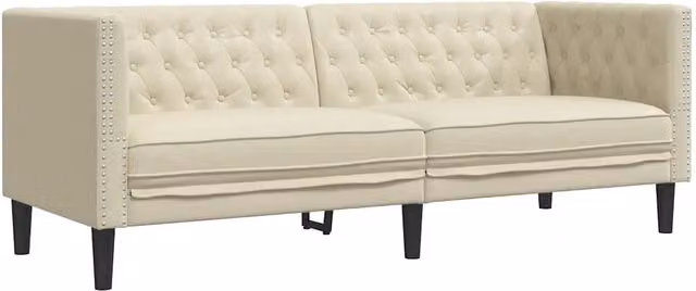Divano | Divano da soggiorno | Sofa Chesterfield a 3 Posti Crema in Similpelle