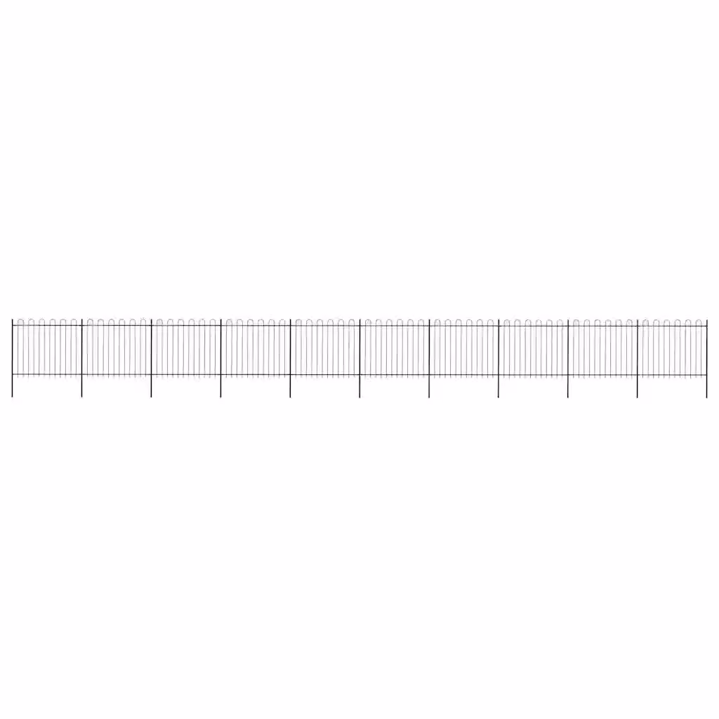 Recinzione da giardino vidaXL in acciaio con parte superiore ad anello, colore nero, L: 1673 cm, H: 150 cm