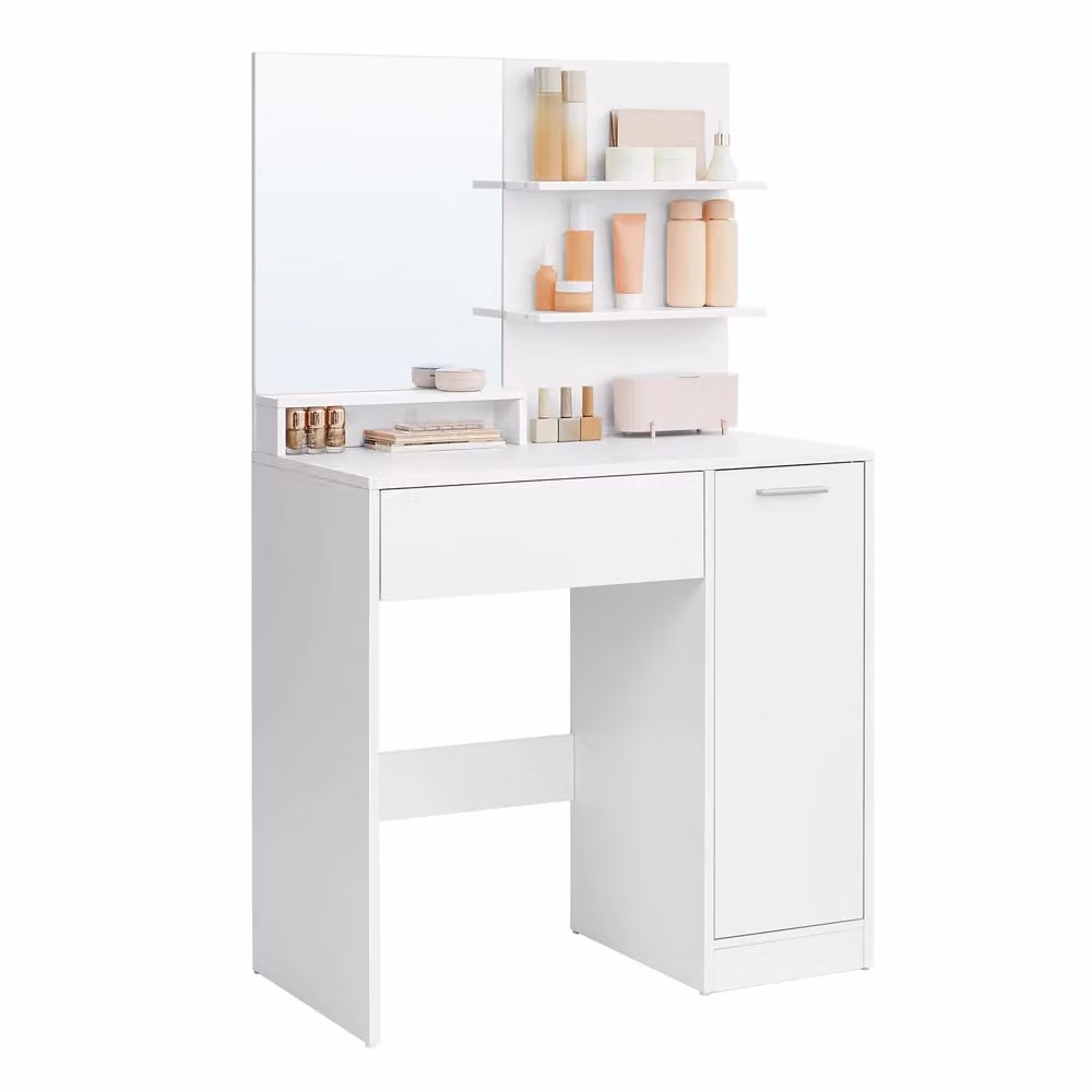 Tavolo da Trucco con Specchio Bianco, Bianco / Toeletta