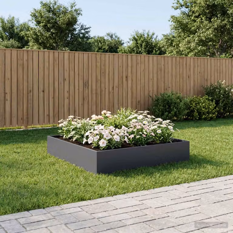 vidaXL Vaso da giardino in metallo Antracite L/P/H: 100 x 100 x 20 cm