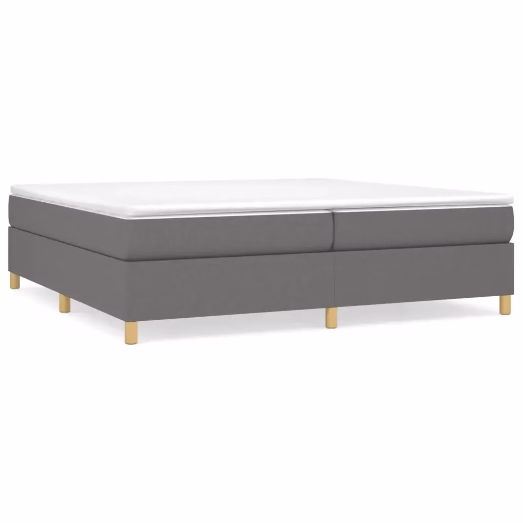 Struttura Letto a Rete a Molle e Giroletto Design In Grigio con Rivestimento in Tessuto L/P: 200 x 200 cm – 2