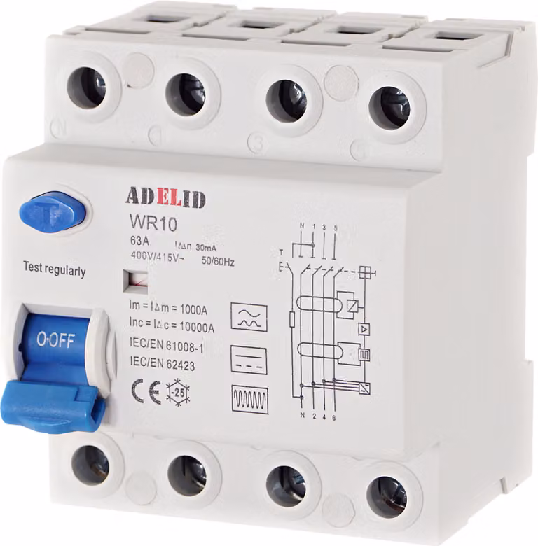 Interruttore differenziale tipo B 63 A 30 mA a 4 poli per wallbox, interruttore differenziale sensibile a tutte le correnti, RCD, interruttore differenziale