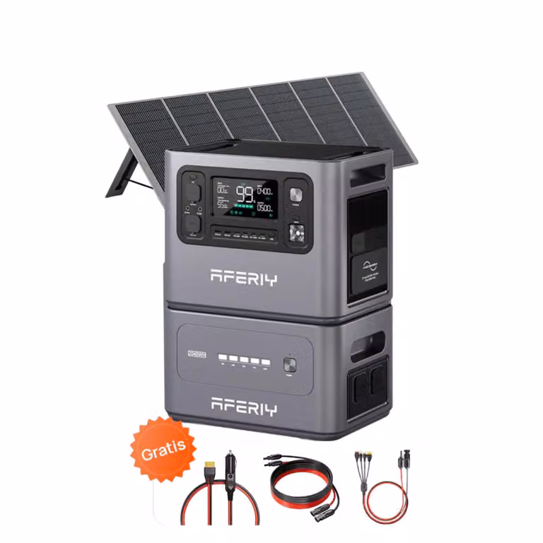 Set AFERIY P280 Powerstation da 4096 Wh LiFePO4 – 2800 W CA, con pannello solare da 400 W incluso