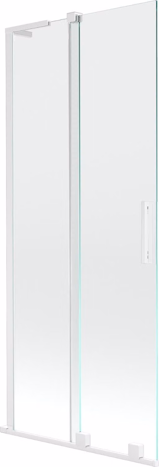 Mexen Velar L paratia da bagno 2 ante scorrevoli 85 x 150 cm, trasparente, bianco - 896-085-003-01-20