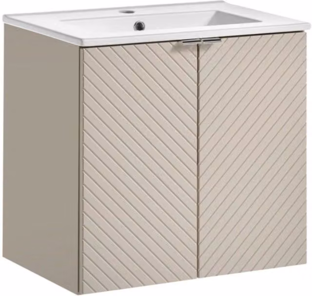 Set da bagno AOKI: mobile sottolavello con armadietti 60cm + lavabo incassato bianco