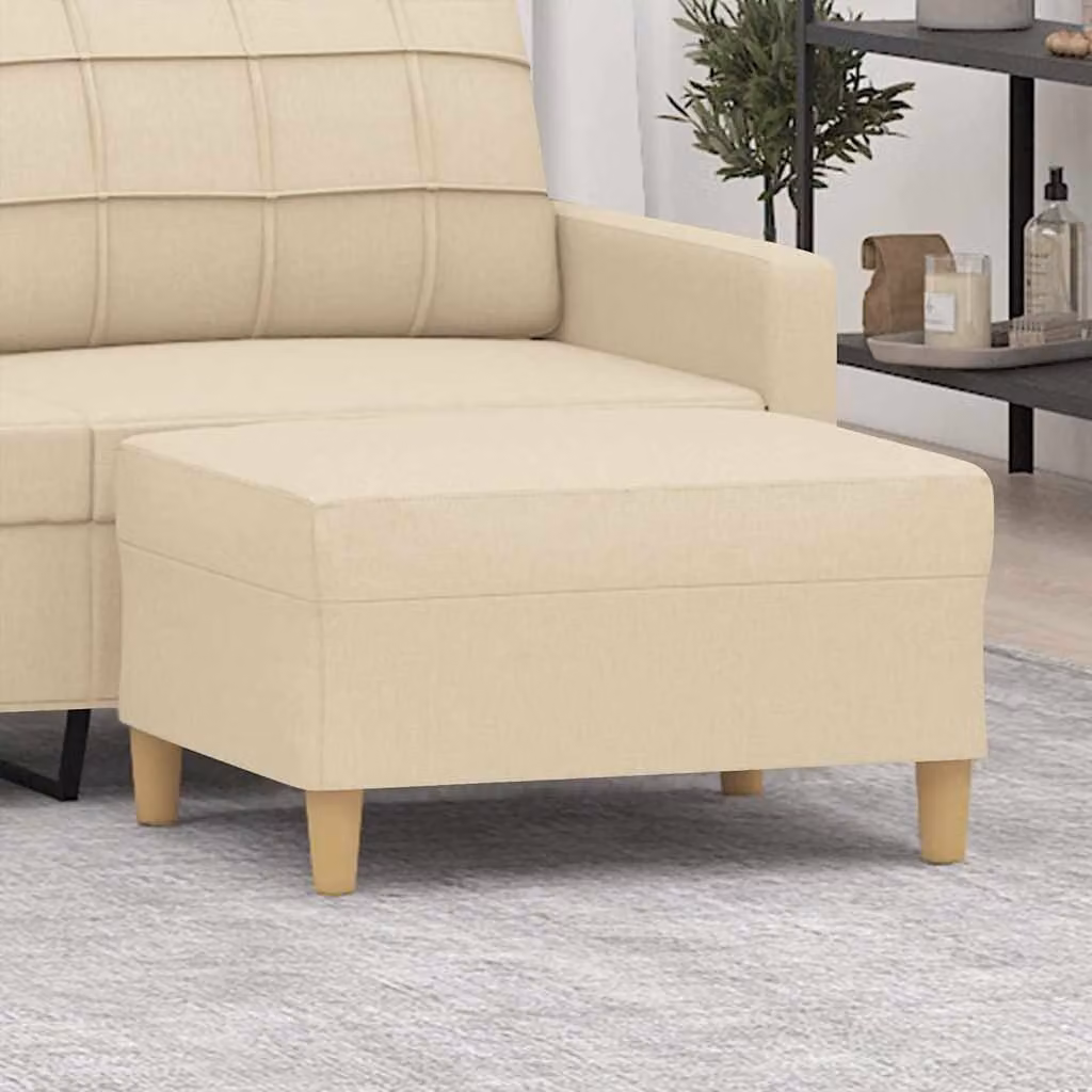 Poggiapiedi vidaXL in tessuto beige con struttura in legno L: 70 cm, P: 55 cm, H: 41 cm
