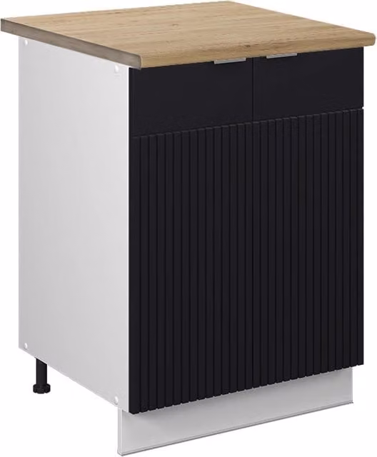 Mobiletto base cucina Fame-Line Vicco Nero rigato e Bianco, L: 60 cm, H: 82 cm