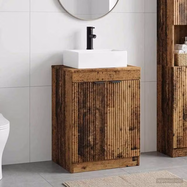 Mobile lavabo moderno vidaXL in legno marrone con ante a cerniera e ripiani interni L/P/H: 70 x 41 x 54 cm