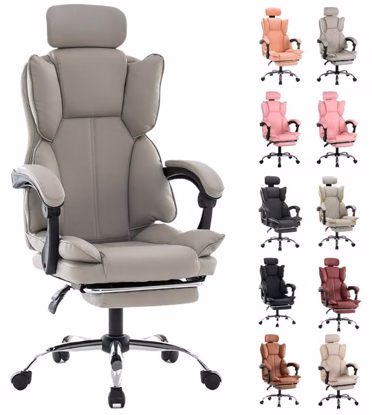 Sedia da scrivania ergonomica, ideale per studio e gaming – Altezza regolabile – Rivestimento in ecopelle – Colore viola e bianco
