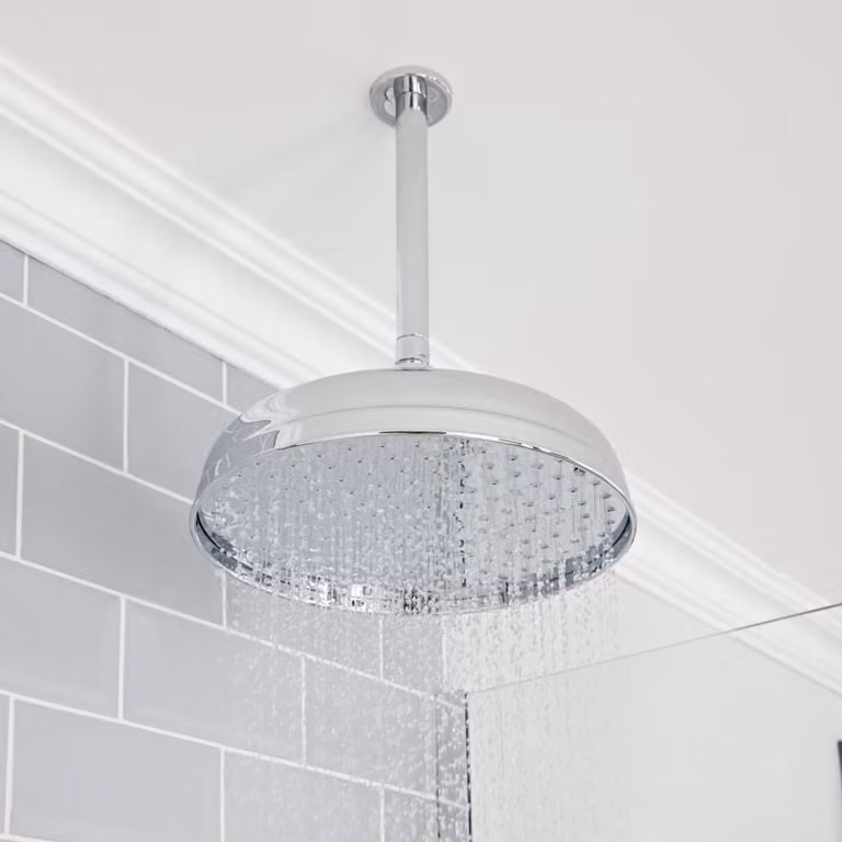 Sistema Doccia Termostatico Tradizionale con Soffione Doccia da 200mm, Asta Saliscendi, Doccetta e Braccio a Soffitto - Cromo & Nero - Elizabeth
