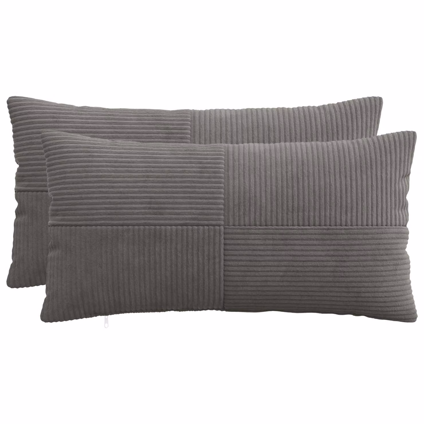 Set di 2 federe vidaXL ALMELO in velluto a coste grigio scuro, L 40 cm x P 80 cm