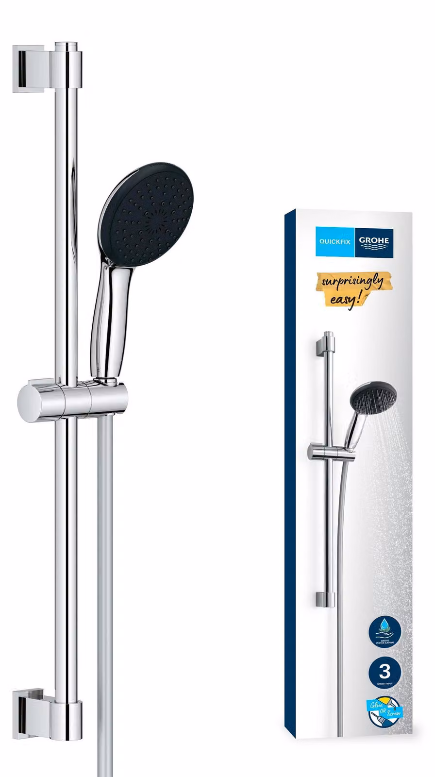 Set doccia Vitalio 110, cromato, 60 cm, a risparmio idrico, con 3 tipi di getto