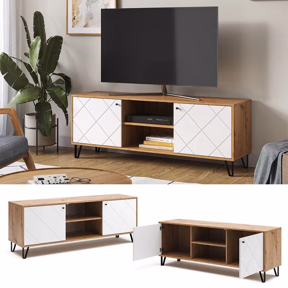 Mobile TV Nizza Vicco in Rovere con design moderno e geometrico, L: 150 cm, P: 40 cm, H: 55.2 cm – 2