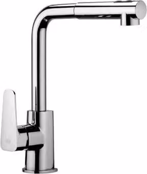 Rubinetto per cucina e lavanderia Paffoni Sly con doccetta estraibile in ottone color argento