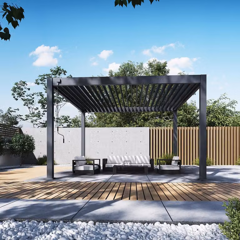 Pergola Weide Deluxe Plus interamente in alluminio 4x4 m con tetto a lamelle, autoportante, antracite