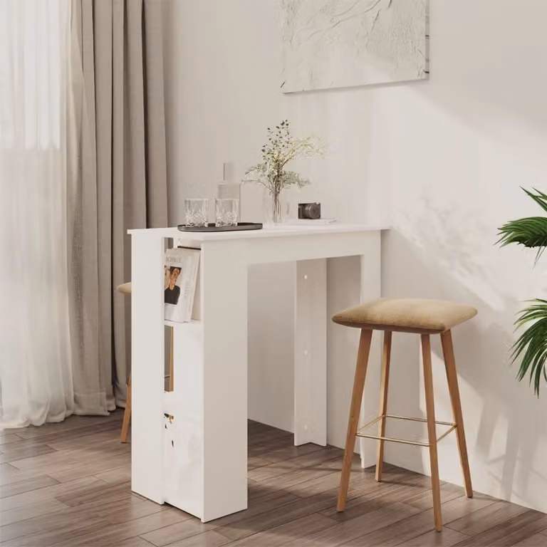 The Living Store Tavolo da bar con ripiano bianco 102x50x103,5 cm Materiale in legno