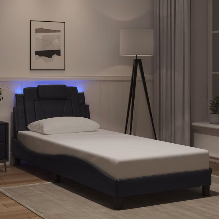 Giroletto Viana vidaXL con LED e porta USB, Nero, 90x190 cm