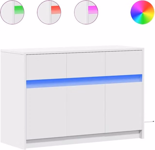 Mobile TV moderno con illuminazione LED integrata in legno bianco L 91 cm, P 34 cm, H 61 cm
