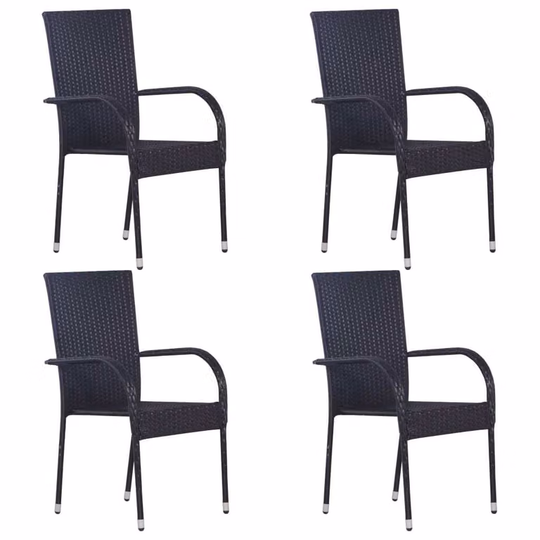 vidaXL Set da pranzo da giardino 5 pezzi nero