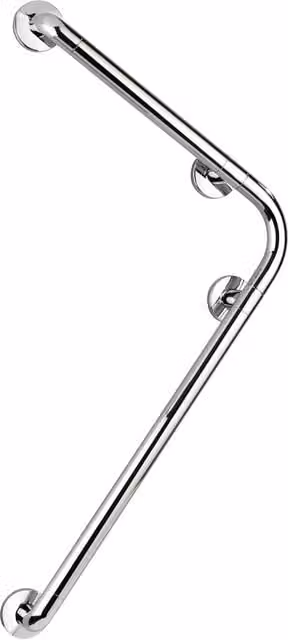 Maniglione di sostegno Wenko ad angolo in alluminio cromato argento L: 55,5 cm, H: 78 cm