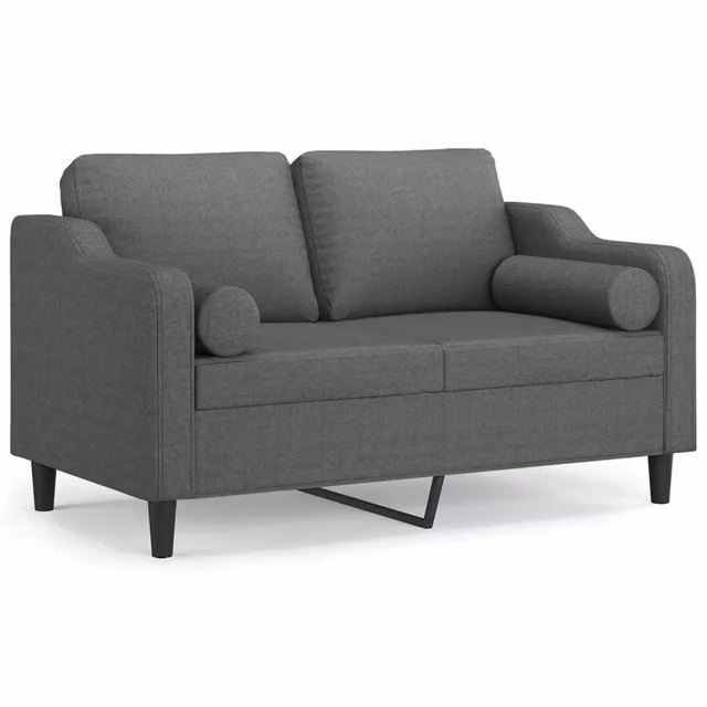 Divano | Divano da soggiorno | Sofa a 2 Posti con Cuscini Grigio Scuro 120 cm in Tessuto