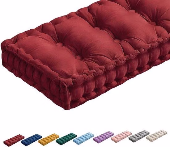Cuscino da giardino in velluto - Imbottitura spessa 10 cm - 150x50 cm - Rosso