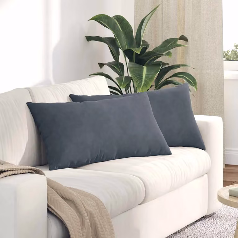 Set di 2 cuscini da divano vidaXL in velluto a coste grigio, L 80 cm x P 40 cm