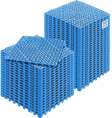 Set di 50 piastrelle traforate VEVOR in PVC blu per pavimentazione antiscivolo e drenaggio rapido, L/P/H: 30 x 30 x 1,5 cm