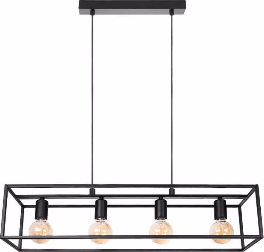 Lampada a sospensione moderna Loft Horus 2863/Z-B-4 nera con 4 attacchi E27 e sospensione regolabile in altezza